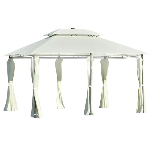 "Garden gazebo 4 x 3m gazebo garden tent marquee party tent with LED light steel polyester cream white image"