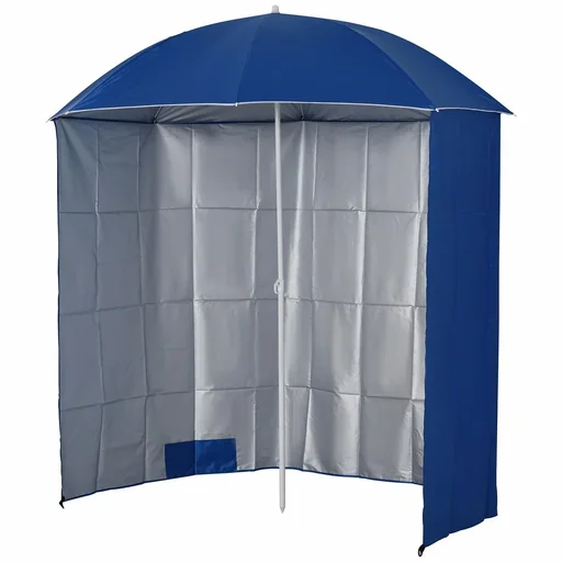 "Parasol beach umbrella sun protection with side wall beach polyester blue 2.2 x H2.2m image"