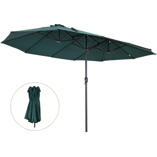 "Parasol market umbrella garden umbrella double parasol with hand crank green oval 460 x 270 x 240 cm image"