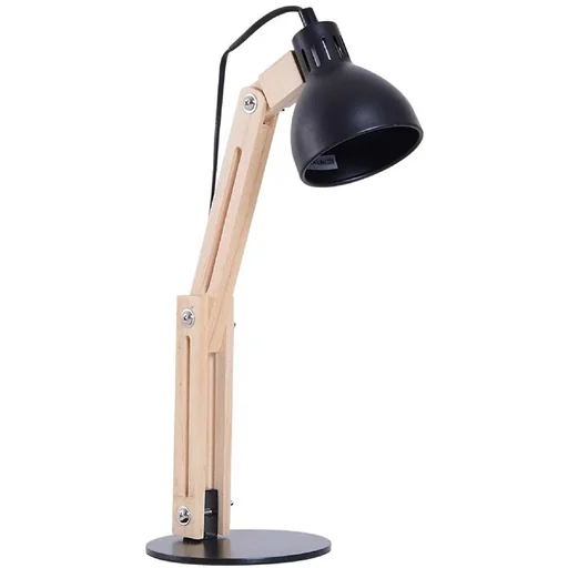 "Table lamp desk lamp adjustable reading lamp office metal + wood black 26 x 15 x 41 cm image"