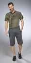 Striped polo shirt, anthracite/yellow, size XL