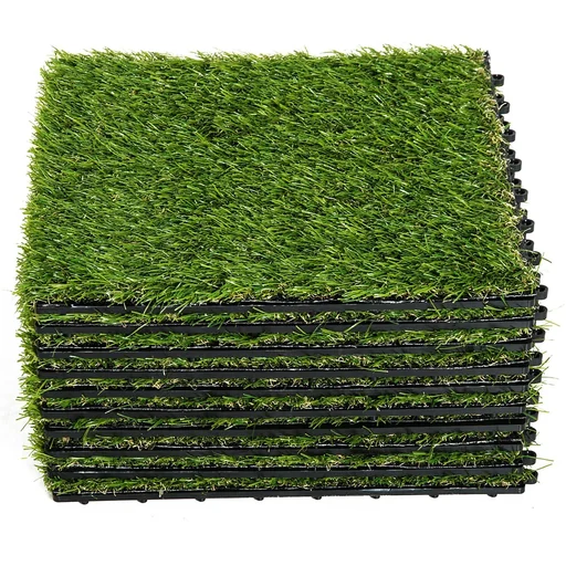 "10 patio tiles 25mm green set artificial turf image"
