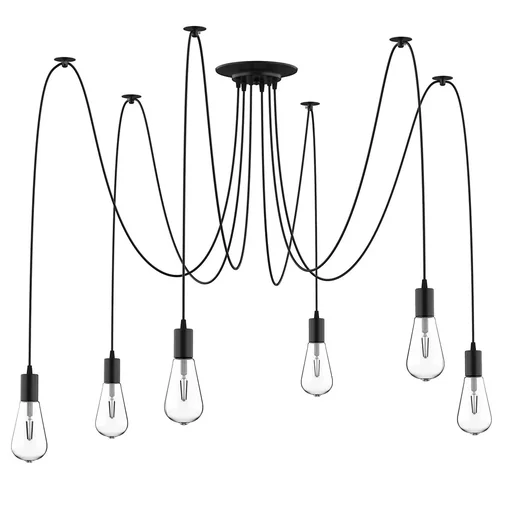 "Ceiling light chandelier with 6 adjustable arms, spider-shaped light for dining room, living room, steel, black, image"