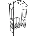Rose arch with bench, rose bench, arbor bench, trellis, metal, black, 115 x 50 x 203 cm