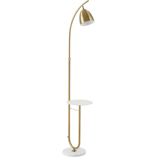 "Floor lamp with desktop power cable with foot switch for living room bedroom office metal gold + white 30 x 44 x image"