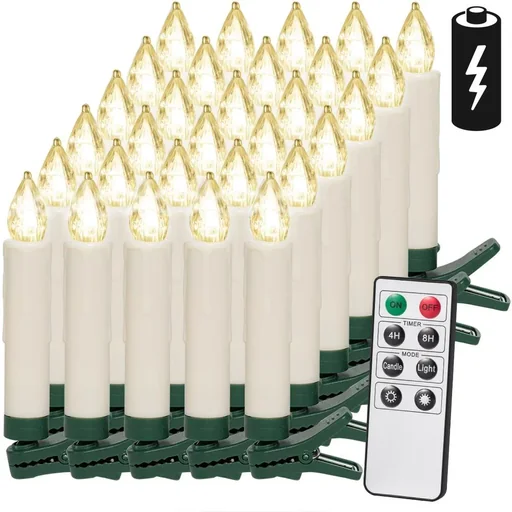 "LED Christmas candles 30 x warm white with remote control & timer image"