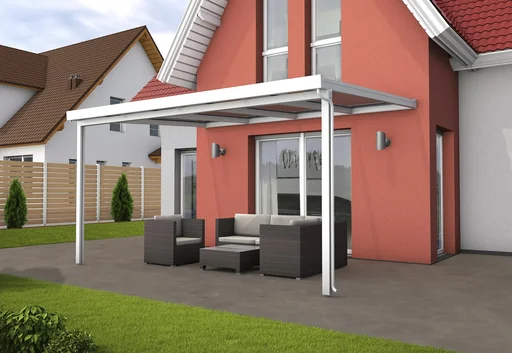 "Patio roof Premium, white, 4102 x 3060 mm - Polycarbonate multi-wall sheets 16 mm, white striped image"