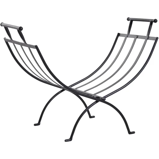 "Firewood rack, firewood rack, firewood holder, wood shelf, metal, 30 kg load capacity, black, 60 x 35 x 45 cm image"