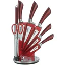 Cheffinger 8-piece knife set with stand - Silver/Red