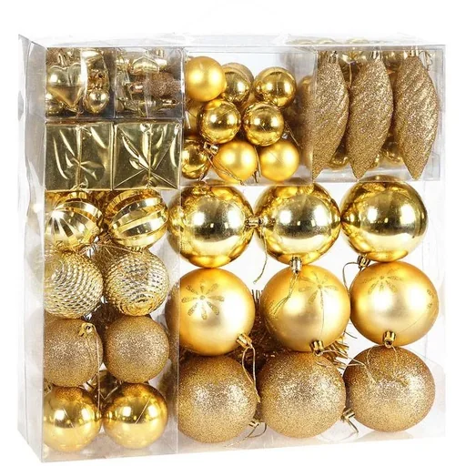 "Christmas balls - Christmas tree decorations - gold 103 pieces image"