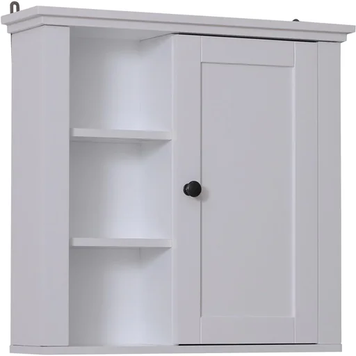 "Bathroom cabinet, kitchen cabinet, wall cabinet, adjustable shelf, 3 compartments, wood, white, 53 x 14.5 x 50.5 cm image"