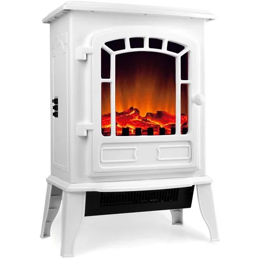 "Electric fireplace with heater and chimney effect 2000W white image"