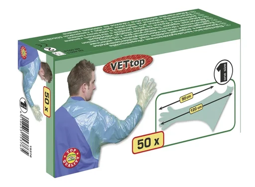 "Disposable gloves "VETtop" with shoulder protection, 120 cm, 50 pieces. image"