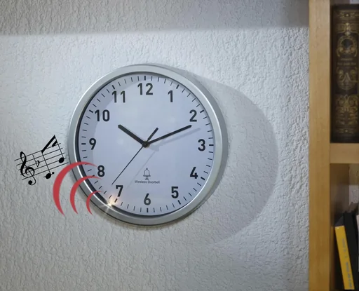 "Radio-controlled wall clock with doorbell image"