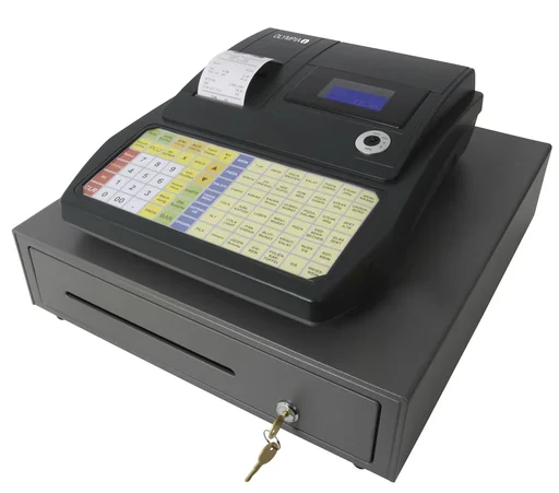 "Cash register with 4 + 8 compartments, flat keyboard and TSE 3-year license image"