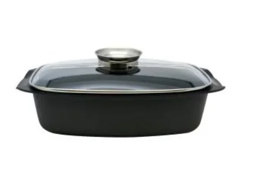 "Aroma roaster, 4.5 liters, 40 x 23 x 13 cm, cast aluminum universal roaster with aroma lid image"