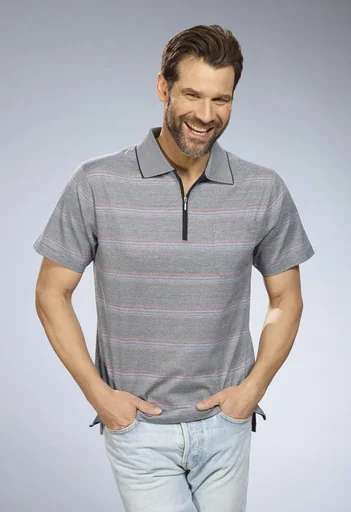 "Striped polo shirt, white/blue, size L image"