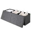 Foldable seat box with hinged lid, dark grey - 115x38x38cm