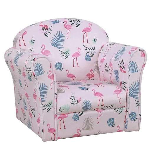 "Children's armchair with flamingo pattern image"