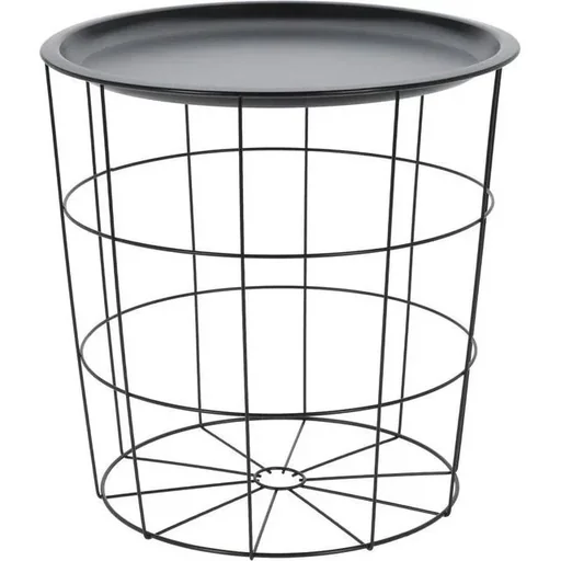 "Side table - basket with removable top - metal - D40 x H40 cm - white image"