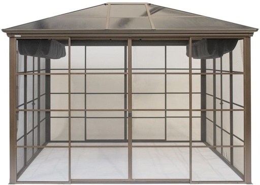 "Pavillon Castel 1012 362×297×283 cm Bronze – Toit rigide 4 saisons avec panneaux doubles de 8 mm image"