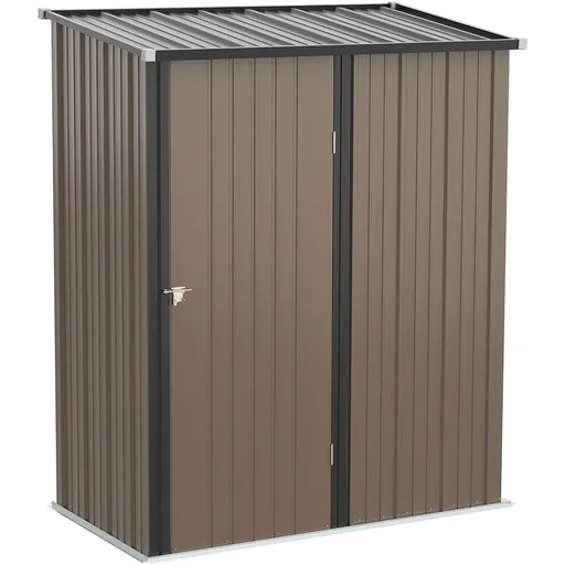 "Tool shed with pent roof 1.34 m² metal garden house tool shed galvanized steel brown 161.5 x 94.5 x 196 cm image"
