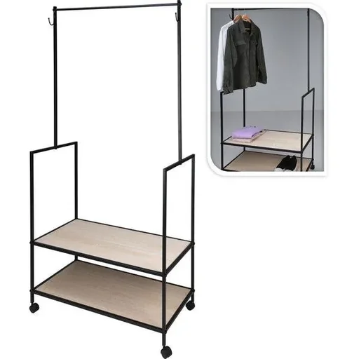 "Relaxwonen Industrial Clothes Rack - 84 x 42.5 x 176 cm - Metal/Wood image"