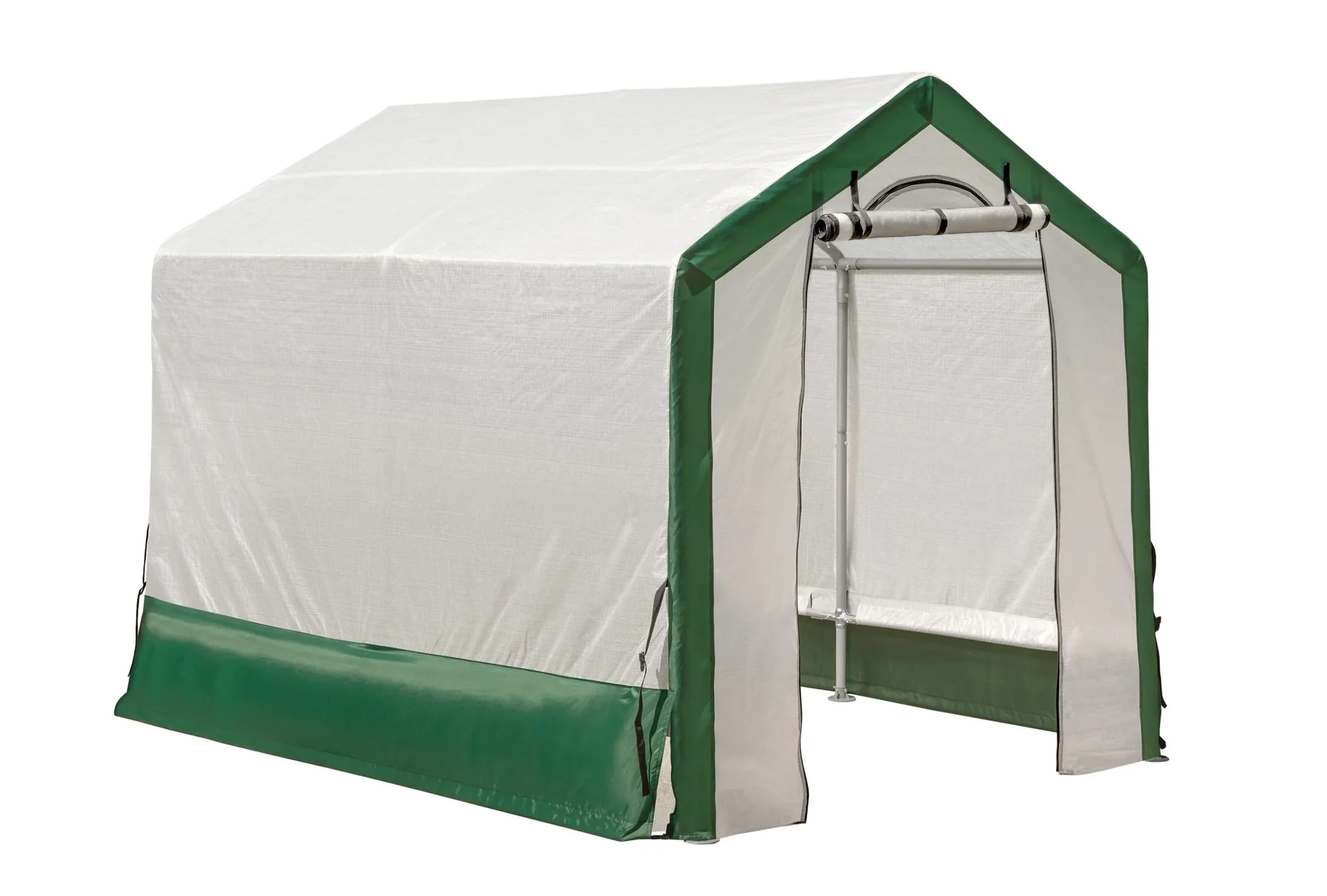 "Serre 4,32 m² Blanc/Vert, 180×240 cm – Serre tunnel avec porte enroulable, résistante aux intempéries image"