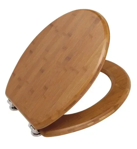 "Toilet seat bamboo dark image"