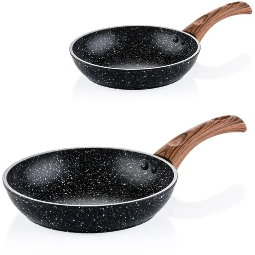 "Black Marble Wood - Frying pan 20 cm and Frying pan 30 cm - Black image"