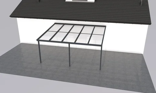 "Patio roof Premium, anthracite, 5100 x 4060 mm - Polycarbonate multi-wall sheets 16 mm, clear image"