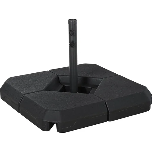 "Parasol base can be filled with water or sand up to 60 kg. Parasol base 4-piece. Parasol umbrella weight HDPE black. image"