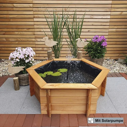 "Hexagonal raised pond 150 cm solar image"