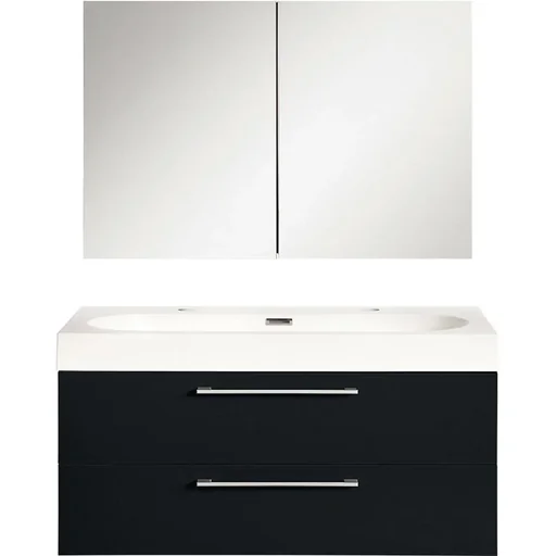 "Shallow bathroom furniture 100cm - black image"