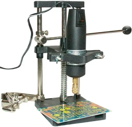 "Drill stand with lever + table clamps for small drilling machines image"