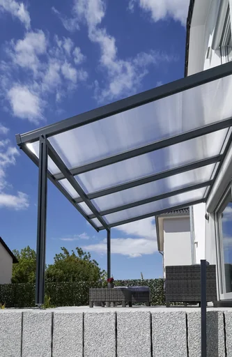 "Patio roof Premium, anthracite, 4102 x 4060 mm - Acrylic multi-wall sheets 16 mm, bronze image"