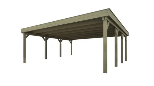 "Double carport 609 size 1, 600 x 614 x 240 cm, pressure-treated with trapezoidal sheet metal roof image"