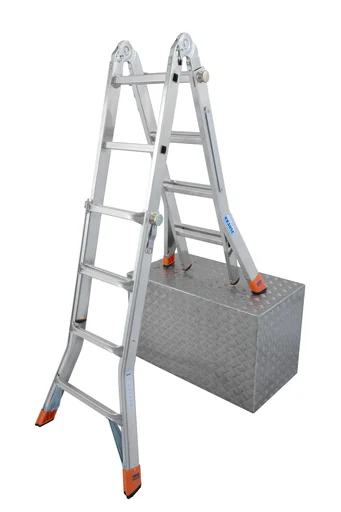 "Articulated telescopic ladder aluminum 4 x 4 rungs image"