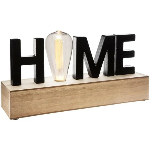 "NL Lamp with HOME text - 34 cm - Wood image"
