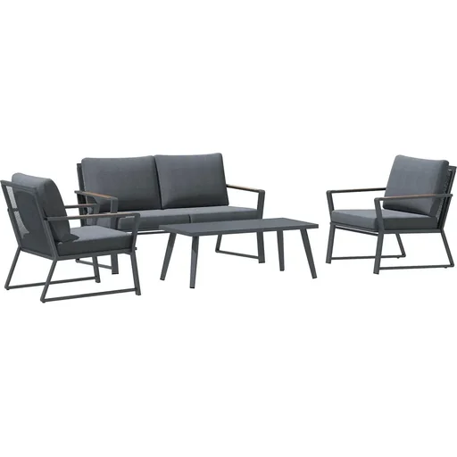 "4-piece garden furniture set with sofa, chairs and side table dark grey image"