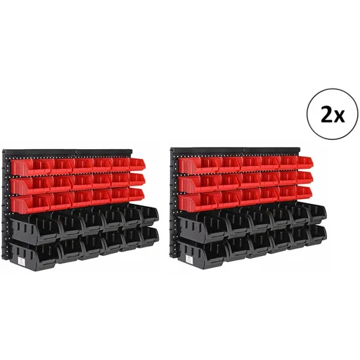 "2x tool sheds with stacking boxes (32 pieces) - 2 wall panels of 32x38x2 cm image"