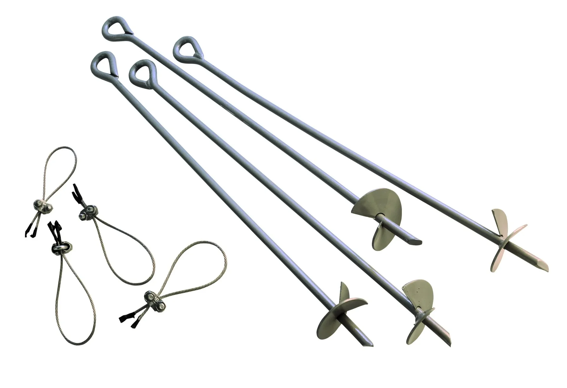 "Kit d'ancrage au sol 69 cm 4 pièces argent – Ancrages tempête pour tente de pâturage, pavillon et tente image"