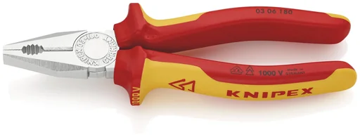 "Insulated combination pliers with multi-component grips, VDE-tested, chrome-plated, 180 mm image"