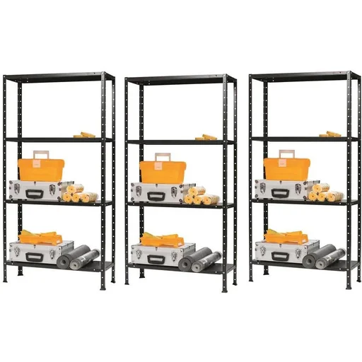 "Storage shelf set of 3 - black 150 x 73 x 30 storage space image"