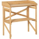 Planting table with storage area, flower table, gardening table, garden, wood, light brown, 80 x 40 x 84 cm