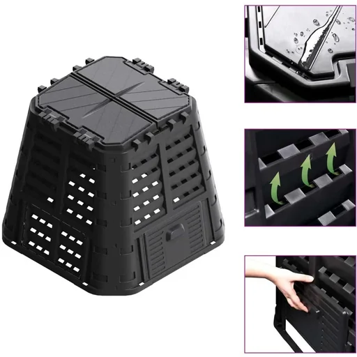 "Compost bin 480 L 93.3x93.3x80 cm black image"