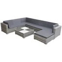 8-piece lounge set with cushions poly rattan grey