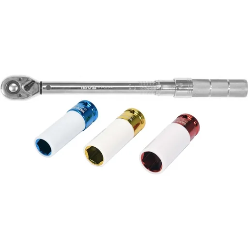 "Torque wrench - 3/8 inch - 10-60 Nm - 40 cm + 3-piece socket set image"