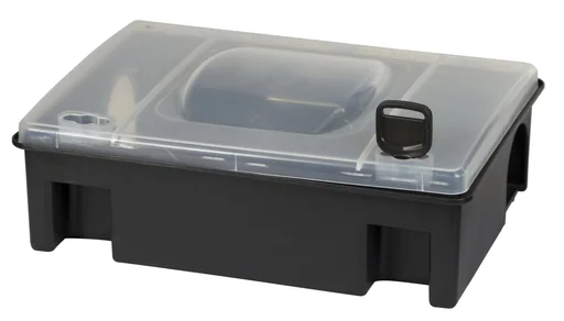 "Bait station with transparent lid, including wall bracket image"
