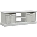TV cabinet with 2 baskets, white wood